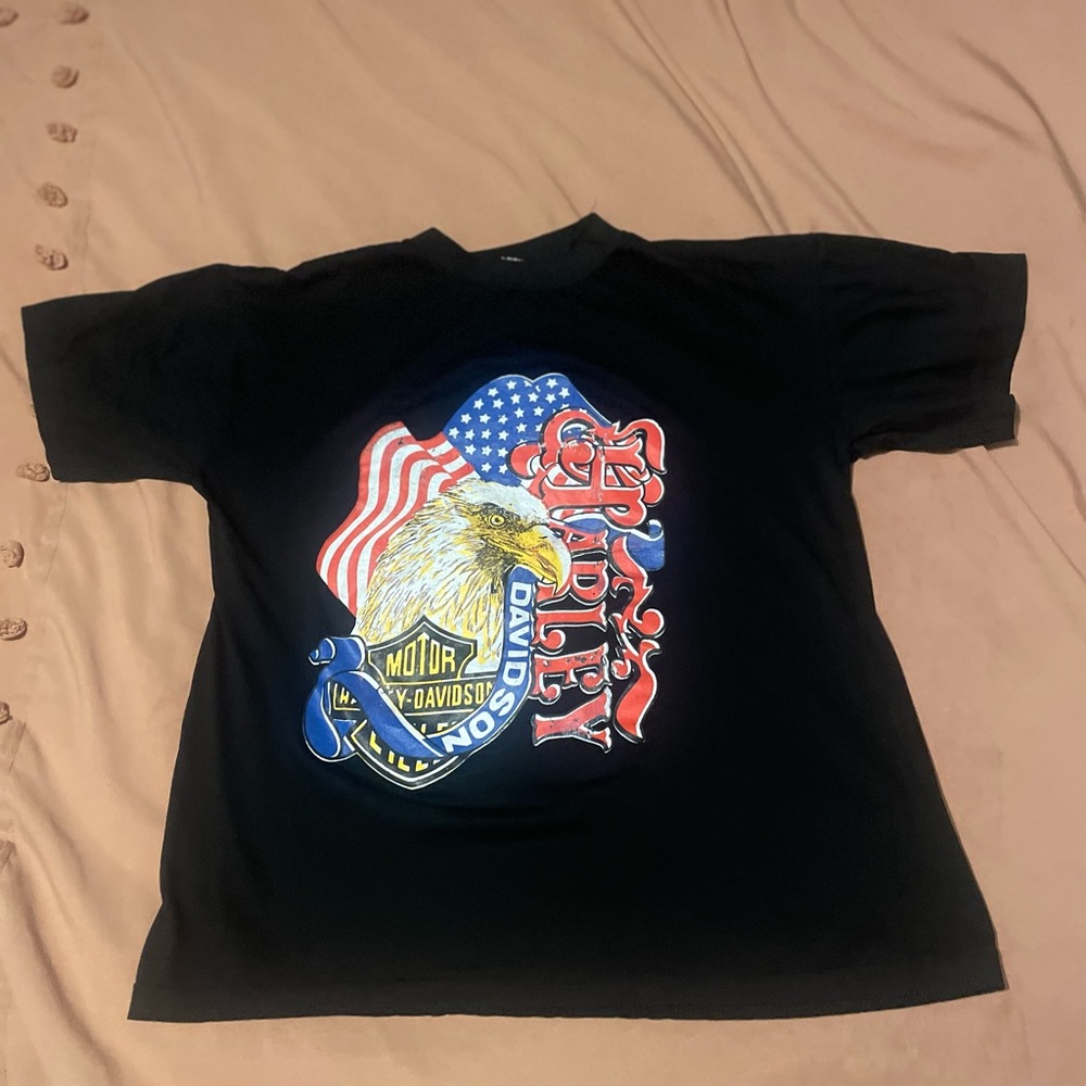 Vintage Harley Davidson T shirt old press on paper thin single stitch